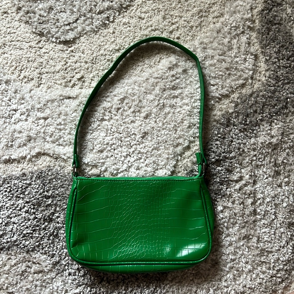 Printed green shoulder bag